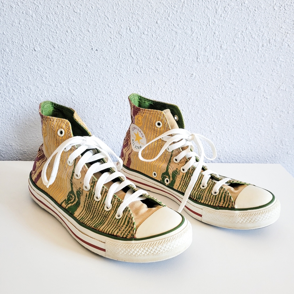 Converse Chuck Taylor All Star High Tops Tan Red Yellow & Green Men 7 Women 9